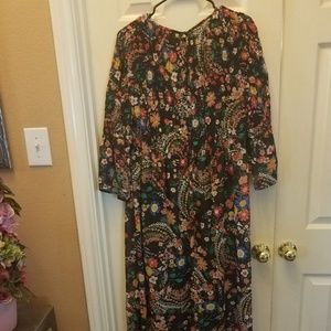 Multi color Bell Sleeve Maxi
